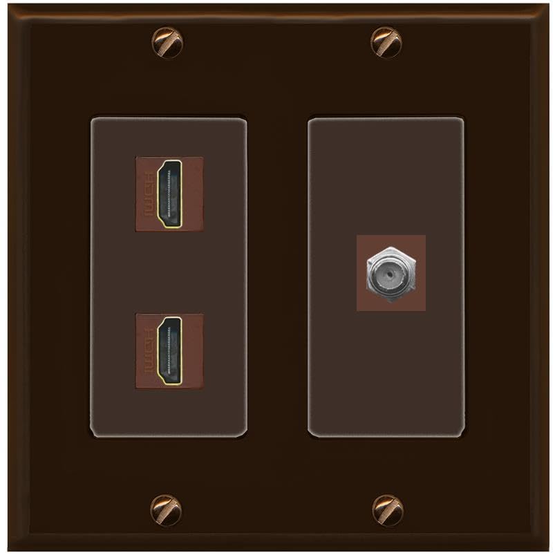 Coax 2 HDMI Wall Plate-2 Gang Brown/Brown