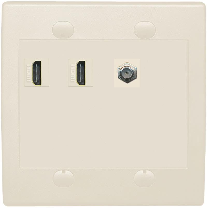 COAX 2 HDMI Wall Plate-Flat 2 Gang Light Almond