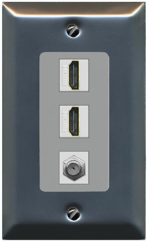 COAX 2 HDMI Wall Plate-1 Gang Stainless/Gray