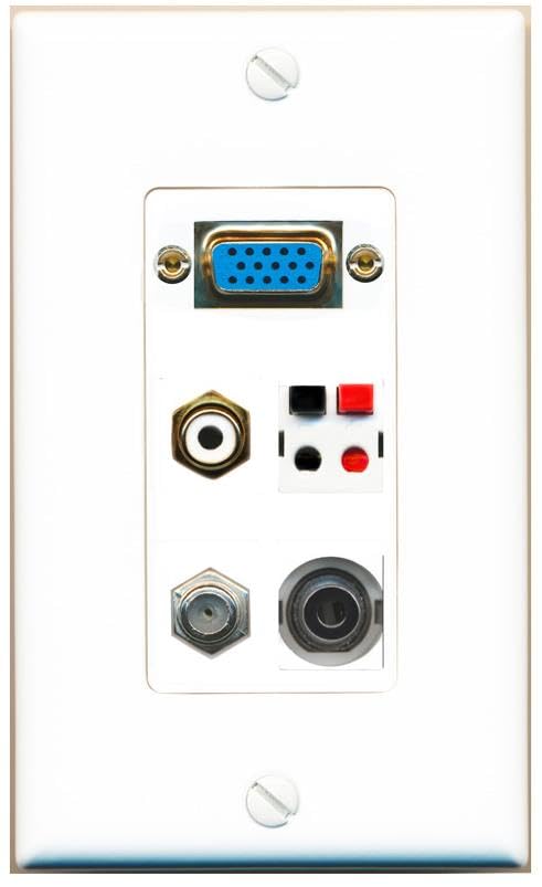 RiteAV SVGA + 3.5mm COAX RCA-WHITE SPEAKER Wall Plate [White]