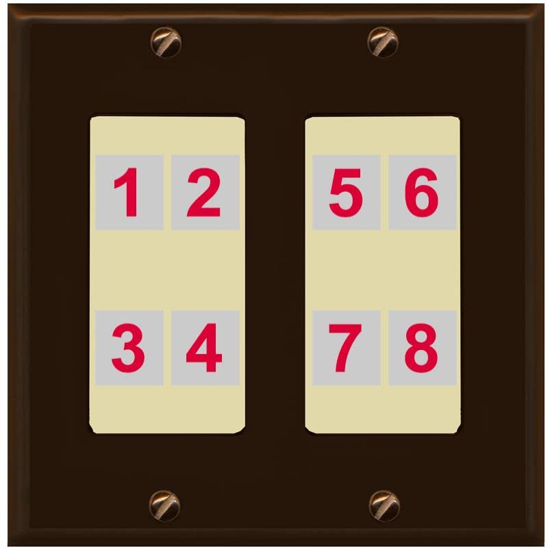 RiteAV - Custom Wall Plate 8 Port - 2 Gang [Brown/Ivory]