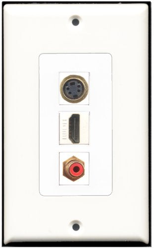 RiteAV 1 Port HDMI 1 RCA Red 1 S-Video Wall Plate OVERSIZED