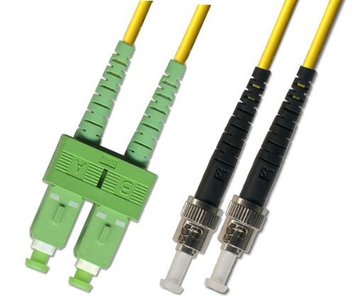 1M Singlemode Duplex Fiber Optic Cable (9/125) - SC/APC to ST/UPC