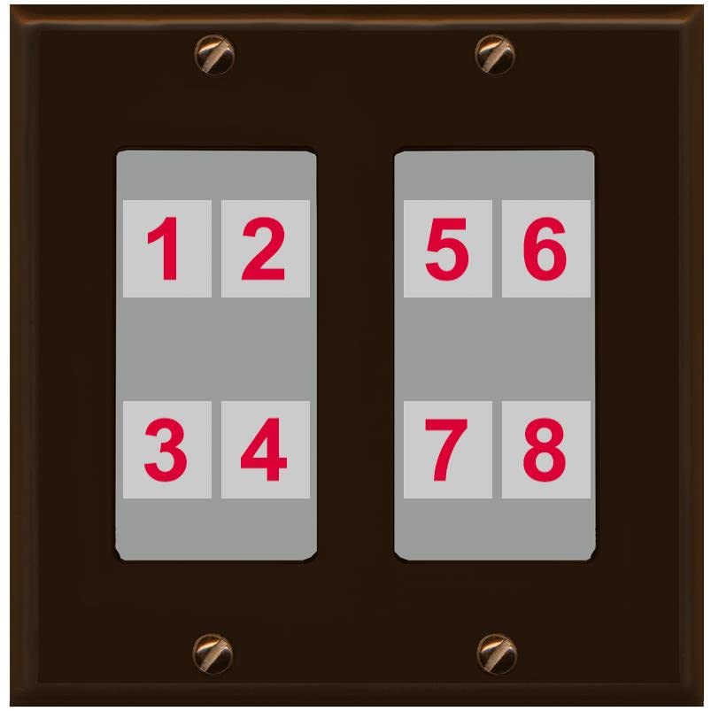 RiteAV - Custom Wall Plate 8 Port - 2 Gang [Brown/Gray]