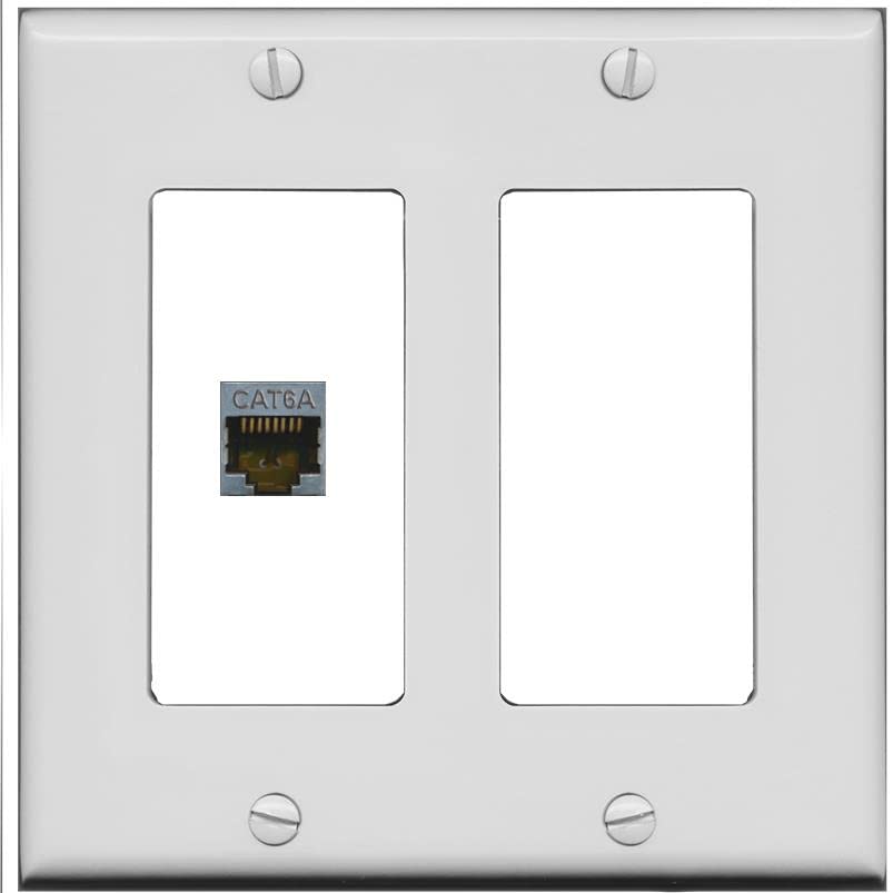 RiteAV 1 Port Cat6A Wall Plate - 2 Gang [Gray/White]