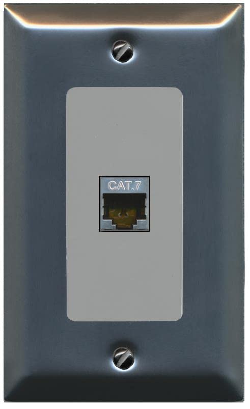 RiteAV 1 Port Cat7 Shielded Ethernet Wall Plate - 1 Gang [Stainless/Gray]