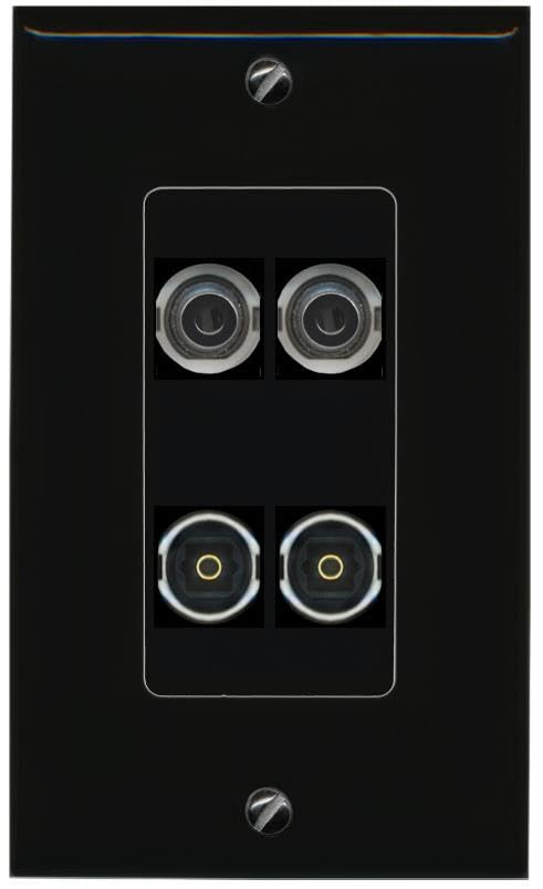 RiteAV 2 3.5mm 2 TOSLINK Wall Plate Decorative [Black]