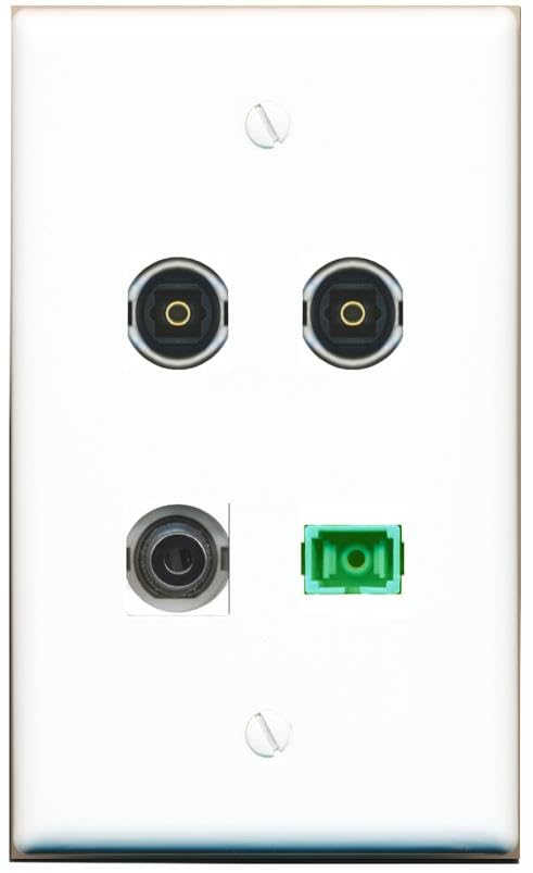 RiteAV - 3-5MM SC-APC Singlemode Simplex 2 TOSLINK Wall Plate Flat White