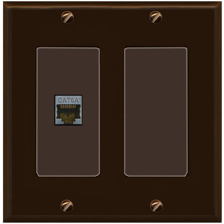 RiteAV 1 Port Cat6A Wall Plate - 2 Gang [Brown/Brown]