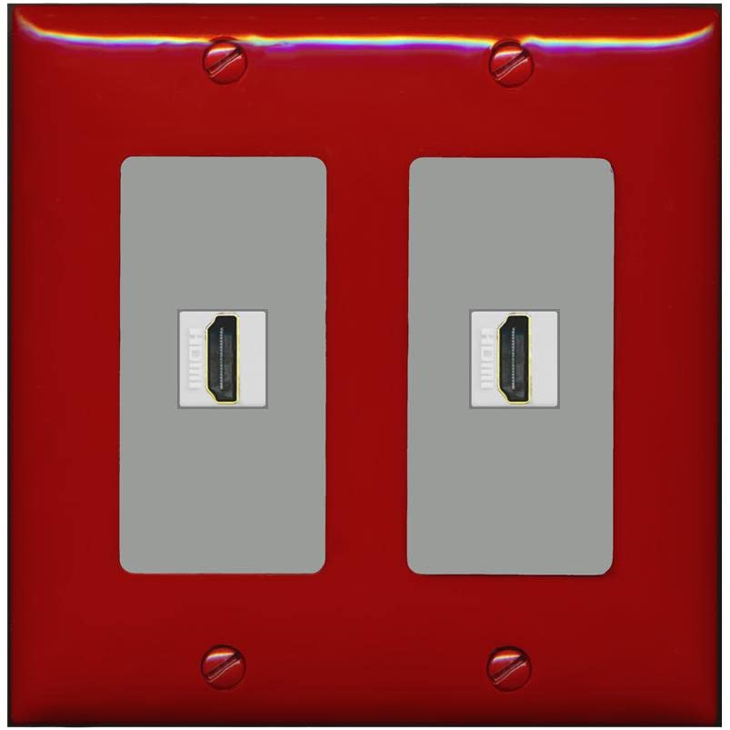 RiteAV HDMI Wall Plate 2 Port - 2 Gang [Red/Gray]