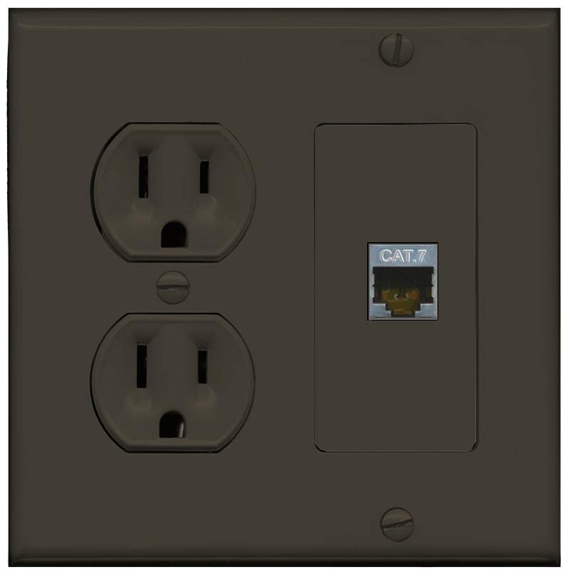 RiteAV 1 Port Cat7 Shielded Ethernet Wall Plate - Round Outlet [Brown/Brown]