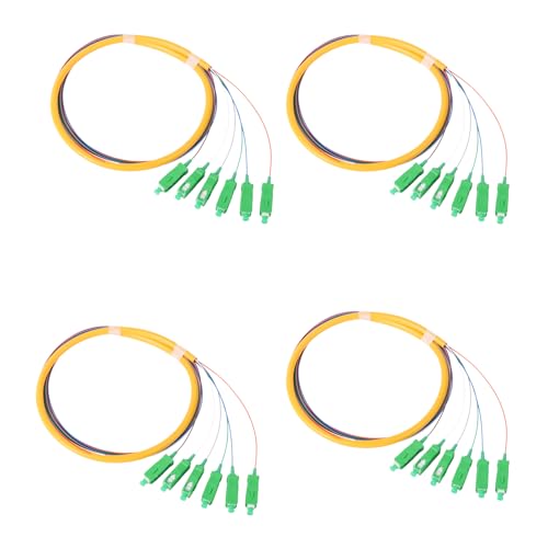 6 Strands SC APC Singlemode (SM) Fiber Optic Pigtail 1.5m SC Single Mode Fiber Cable Pigtail for Engineering Network Fiber Access, 4 Packs