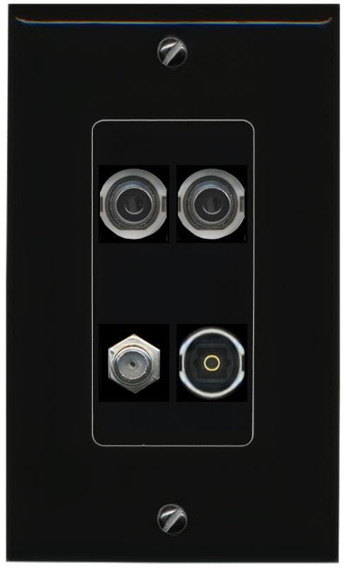 RiteAV 2 3.5mm COAX TOSLINK Wall Plate Decorative [Black]