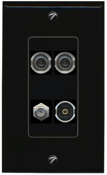 RiteAV 2 3.5mm COAX TOSLINK Wall Plate Decorative [Black]