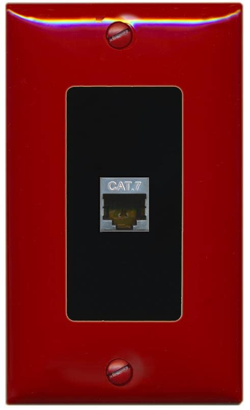 RiteAV 1 Port Cat7 Shielded Ethernet Wall Plate - 1 Gang [Red/Black]