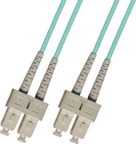 1 Meter OM3 10 Gigabit Multimode Duplex Fiber Optic Cable (50/125) - SC to SC - Aqua