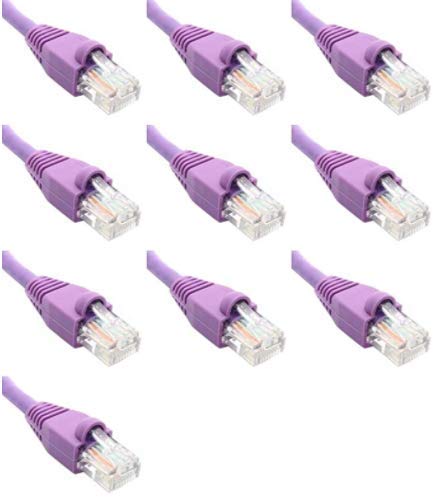 25 Feet Cat6 Ethernet Network Patch Cables Purple RJ45 m/m (10 Pack)