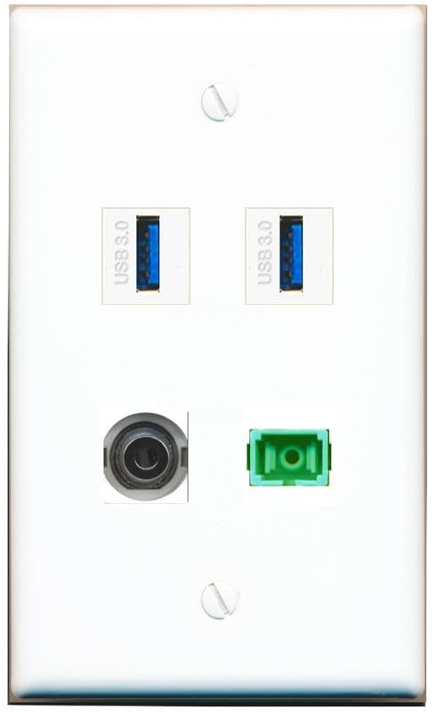 RiteAV - 3-5MM SC-APC Singlemode Simplex 2 USB-3 Wall Plate Flat White