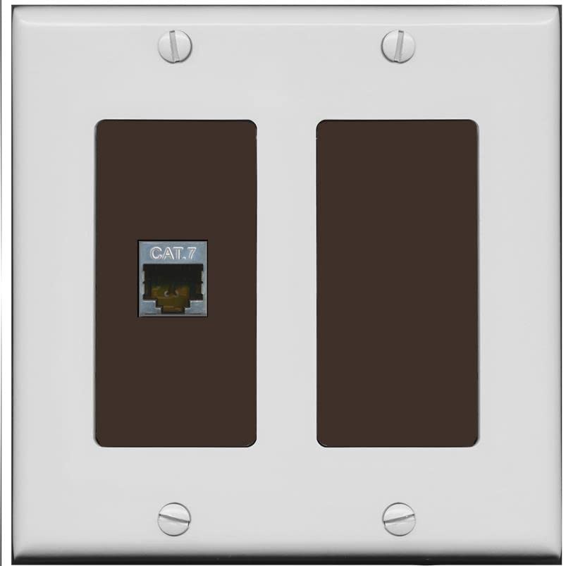 RiteAV 1 Port Cat7 Shielded Ethernet Wall Plate - 2 Gang [Gray/Brown]
