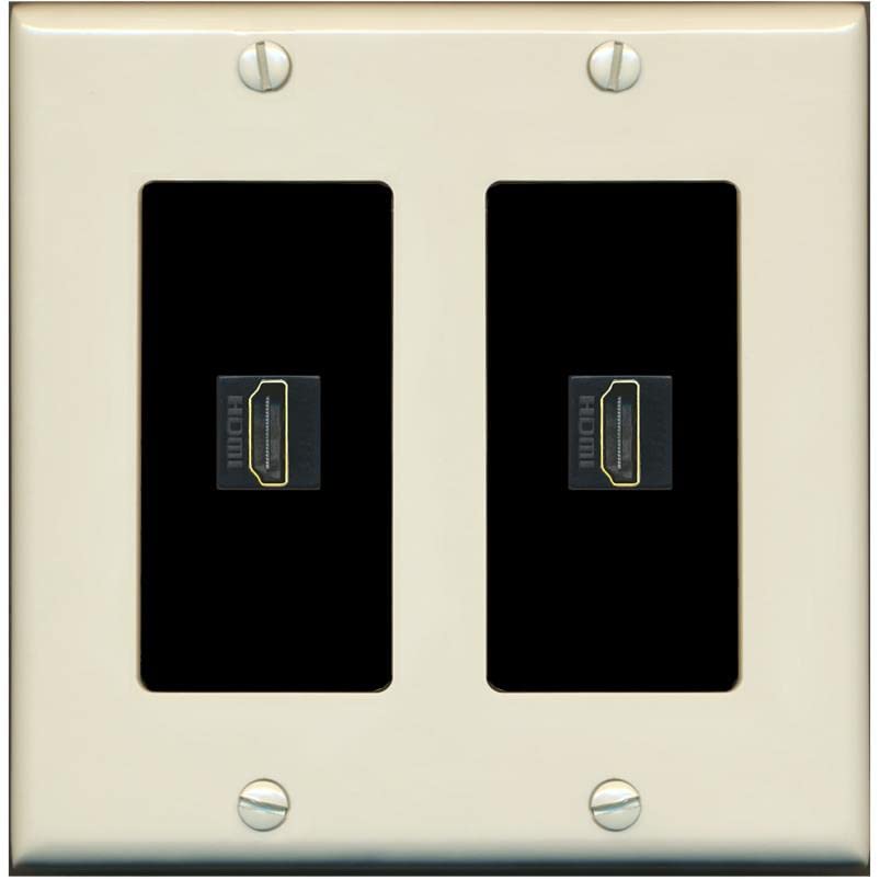 RiteAV HDMI Wall Plate 2 Port - 2 Gang [Light-Almond/Black]