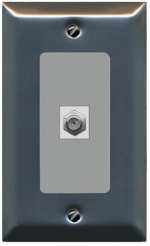 RiteAV 1 Port Coax Cable TV F-Type Wall Plate - 1 Gang [Stainless/Gray]