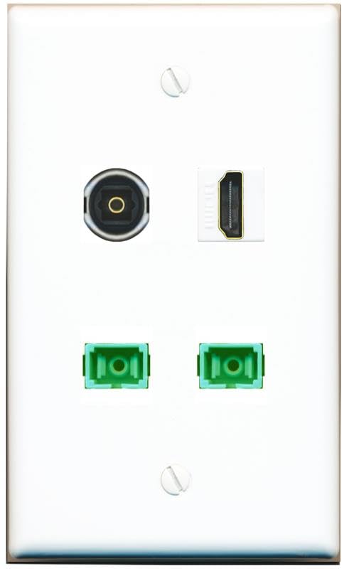 RiteAV - HDMI 2 SC-APC Singlemode Simplex TOSLINK Wall Plate Flat White