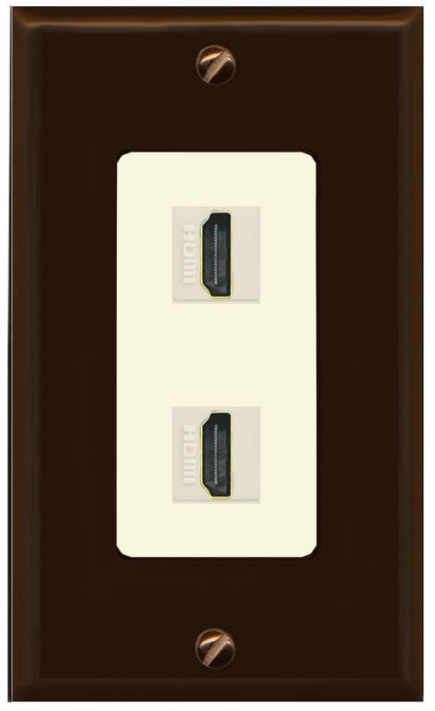 RiteAV HDMI Wall Plate 2 Port - 1 Gang [Brown/Light-Almond]