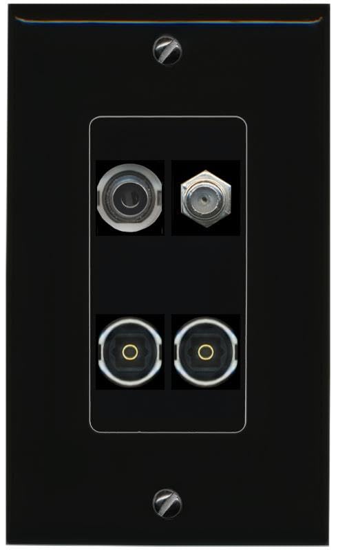 RiteAV 3.5mm COAX 2 TOSLINK Wall Plate Decorative [Black]