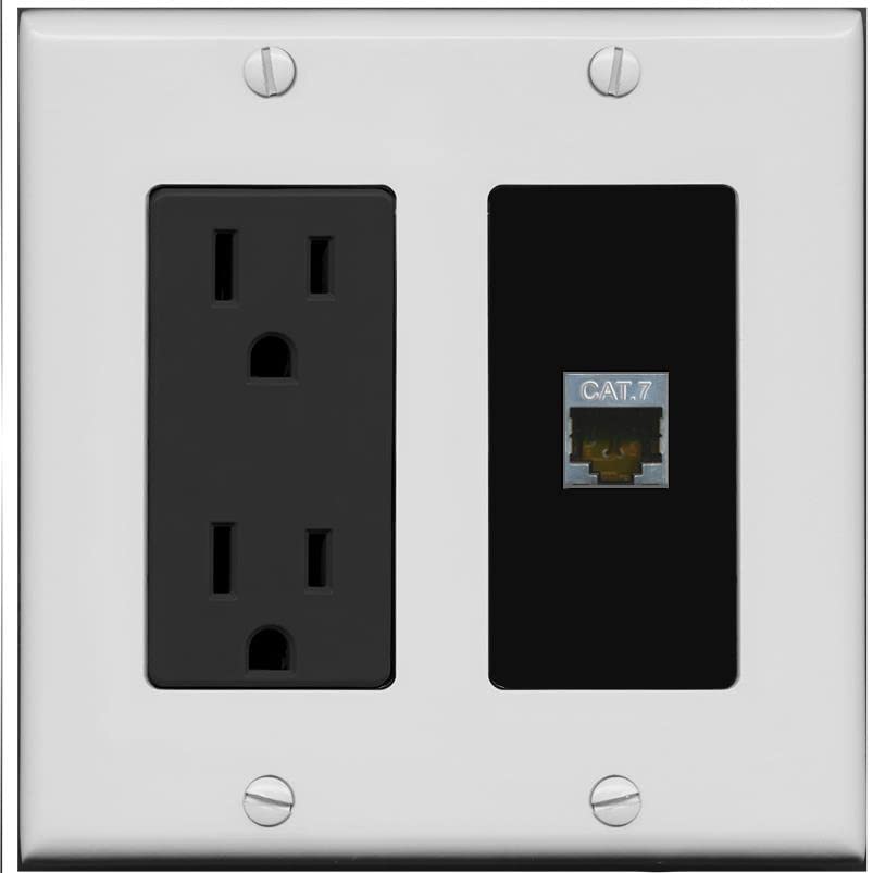 RiteAV 1 Port Cat7 Shielded Ethernet Wall Plate - Outlet [Gray/Black]