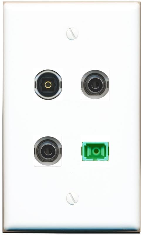 RiteAV - 2 3-5MM SC-APC Singlemode Simplex TOSLINK Wall Plate Flat White
