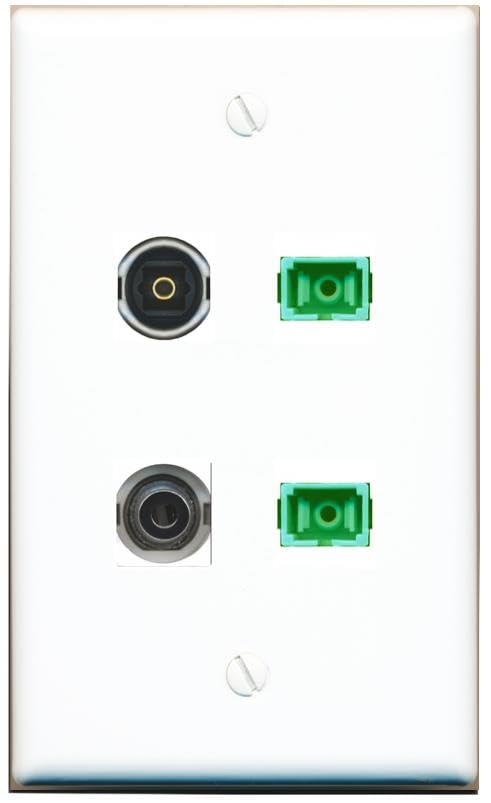RiteAV - 3-5MM 2 SC-APC Singlemode Simplex TOSLINK Wall Plate Flat White