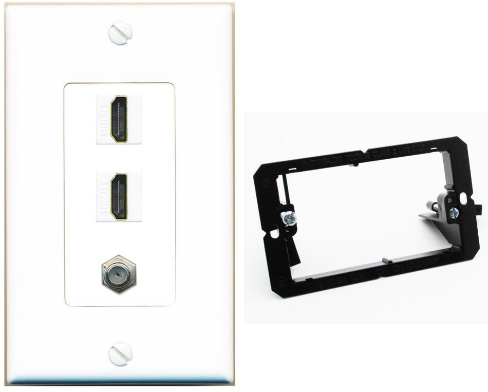 COAX 2 HDMI Wall Plate-Bracket White