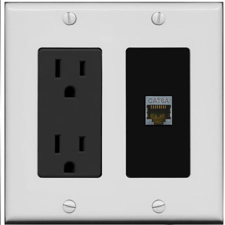 RiteAV 1 Port Cat6A Wall Plate - Outlet [Gray/Black]