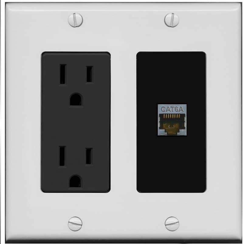 RiteAV 1 Port Cat6A Wall Plate - Outlet [Gray/Black]