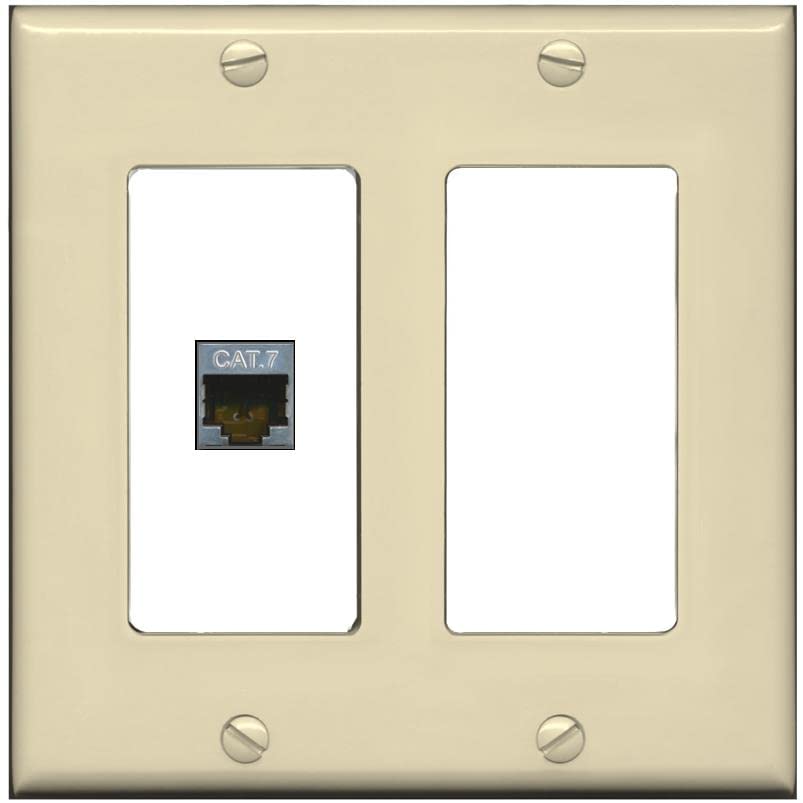 RiteAV 1 Port Cat7 Shielded Ethernet Wall Plate - 2 Gang [Ivory/White]