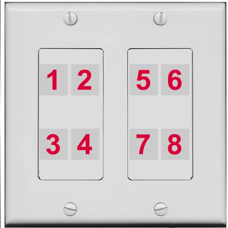 RiteAV - Custom Wall Plate 8 Port - 2 Gang [Gray/Gray]