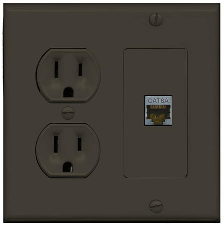 RiteAV 1 Port Cat6A Wall Plate - Round Outlet [Brown/Brown]
