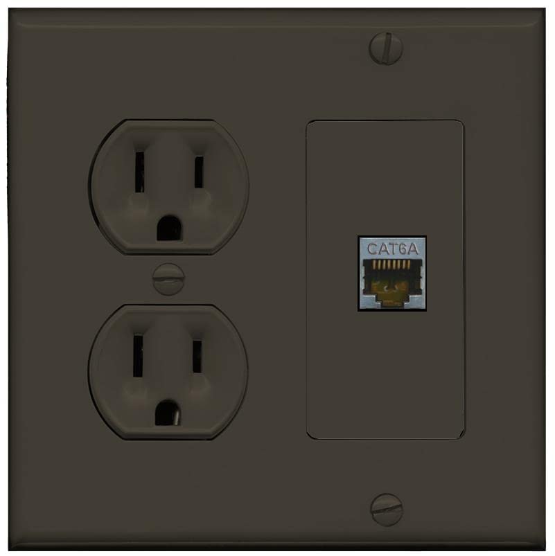 RiteAV 1 Port Cat6A Wall Plate - Round Outlet [Brown/Brown]
