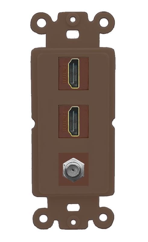 COAX 2 HDMI Wall Plate-Rocker Brown/Brown