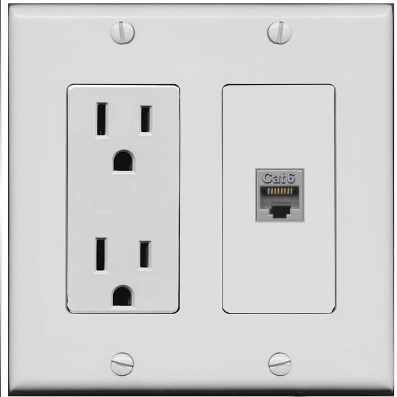 RiteAV 1 Port Cat6 Ethernet Wall Plate Female-Female - Outlet [Gray/Gray]