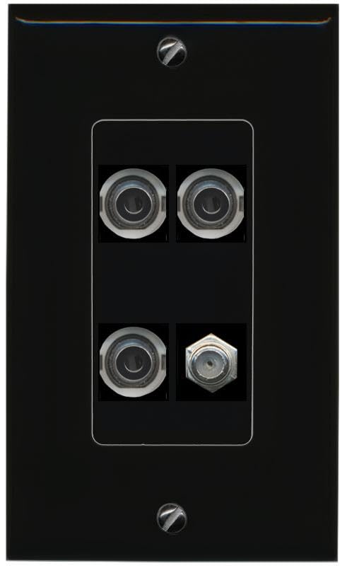 RiteAV 3 3.5mm COAX Wall Plate Decorative [Black]