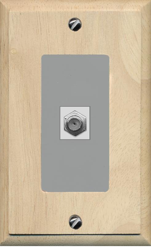 RiteAV 1 Port Coax Cable TV F-Type Wall Plate - 1 Gang [Wood/Gray]