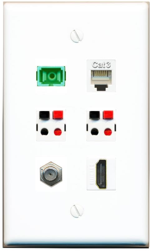 RiteAV COAX HDMI PHONE SC-APC-SX 2 SPEAKER Flat/Solid Wall Plate [White]