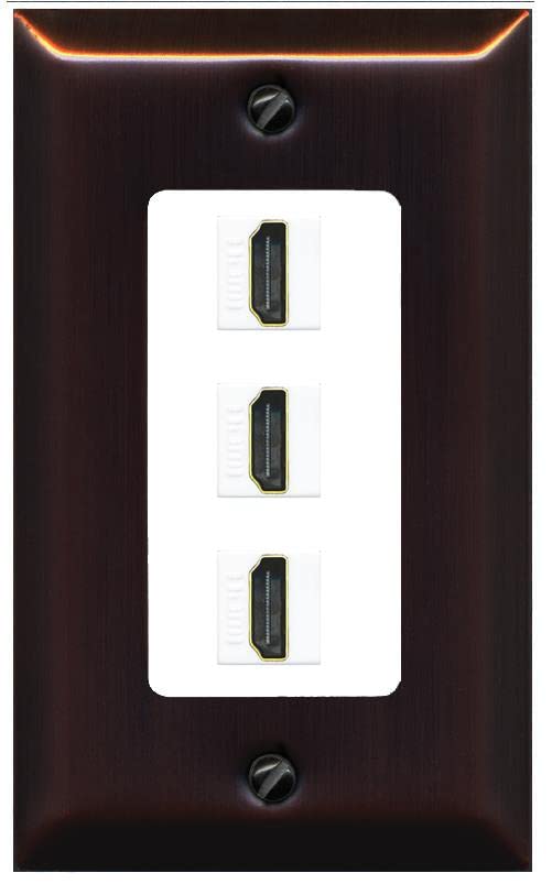 RiteAV 3 Port HDMI Wall Plate - 1 Gang [Bronze/White]