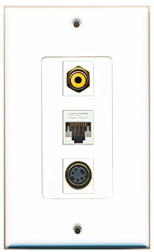 RiteAV 1 Port RCA Yellow 1 Port S-Video 1 Port Cat5e Ethernet White Wall Plate OVERSIZED