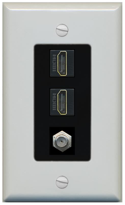 COAX 2 HDMI Wall Plate-1 Gang Gray/Black