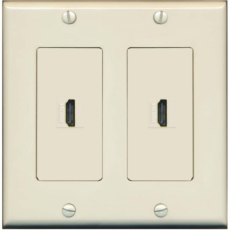 RiteAV HDMI Wall Plate 2 Port - 2 Gang [Light-Almond]
