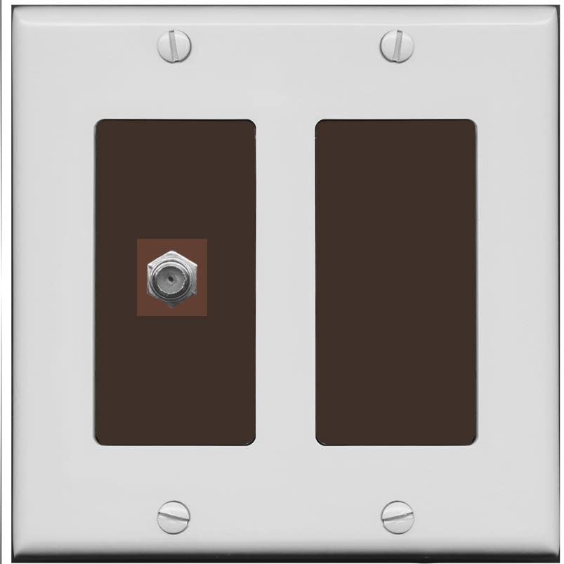 RiteAV 1 Port Coax Cable TV F-Type Wall Plate - 2 Gang [Gray/Brown]
