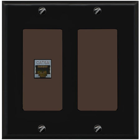 RiteAV 1 Port Cat6A Wall Plate - 2 Gang [Black/Brown]