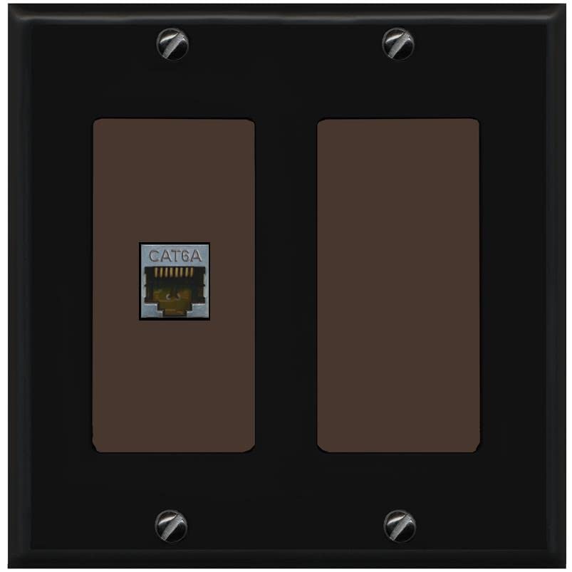 RiteAV 1 Port Cat6A Wall Plate - 2 Gang [Black/Brown]